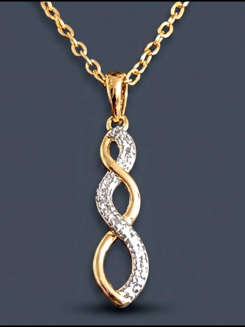 Ross-Simons Sterling Silver Gold Vermeil Diamond Accent Infinity Twist Necklace